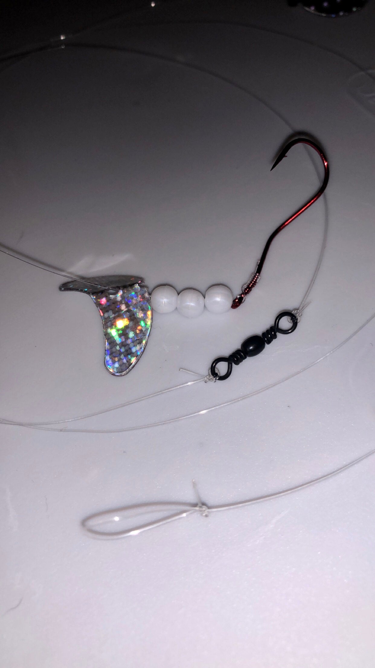 1 Inch Smile Blade with Inline Swivel/Silver Sparkle