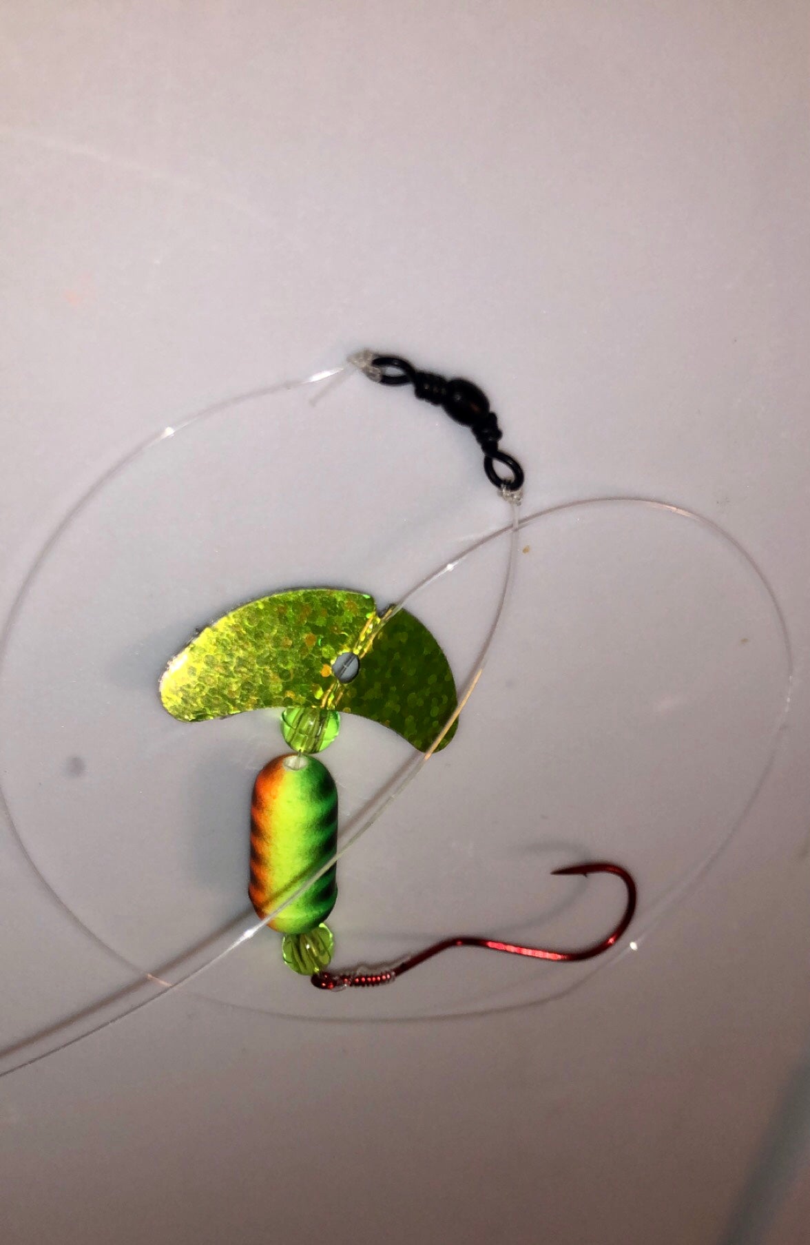 1 Inch Smile Blade with Inline Swivel/Chartreuse Sparkle