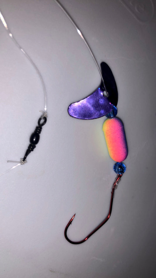 1 Inch Smile Blade with Inline Swivel/Purple Fin